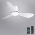 46 Inch Ceiling Fans with Lights, Small Flush Mount Ceiling Fan, Remote/APP Control, 3 Reversible Curved Blades, 6 Speeds, 3 CCT Dimmable Lights for Bedroom, White