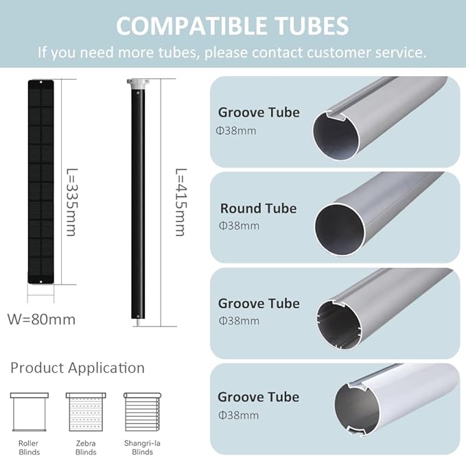 Matter Over Thread Smart Roller Shade Motor with Solar Panel, 3200mAh Rechargeable Electric Blind Motor for 1.5" Tube, DIY Retrofit Kit Compatible with HomeKit Alexa Google Home (1.3 N.m Torque)