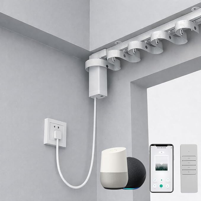 Mini Smart WiFi Curtain Track System Motorized for Ripple Fold, Automatic Curtain Opener with Remote, Electric Drapery Rods Compatible with Alexa & Google Home (7 meters (275.6 inches))