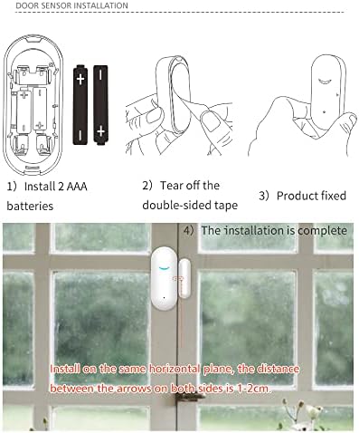5 Pack WiFi Wireless Door Window Sensor,TUYA Smart Alarm with Free Notification APP Control Home Security Alarm System，Compatible with Alexa Google Assistant