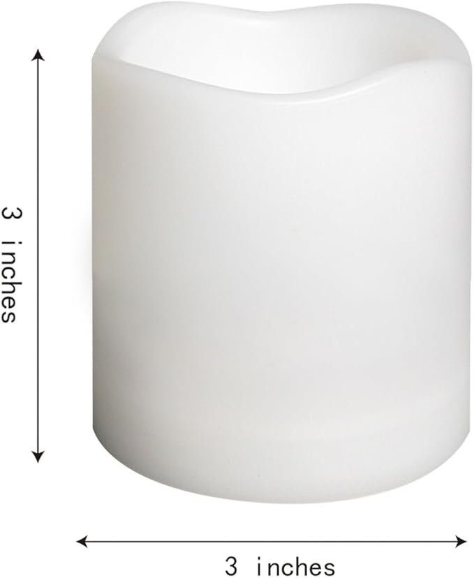 Waterproof Outdoor Battery Operated Flameless Candles with Auto Timer Flickering Plastic Resin Electric LED Pillar Lights for Lantern Patio Garden Wedding Party Decorations 3x3 Inches 6 Pack White