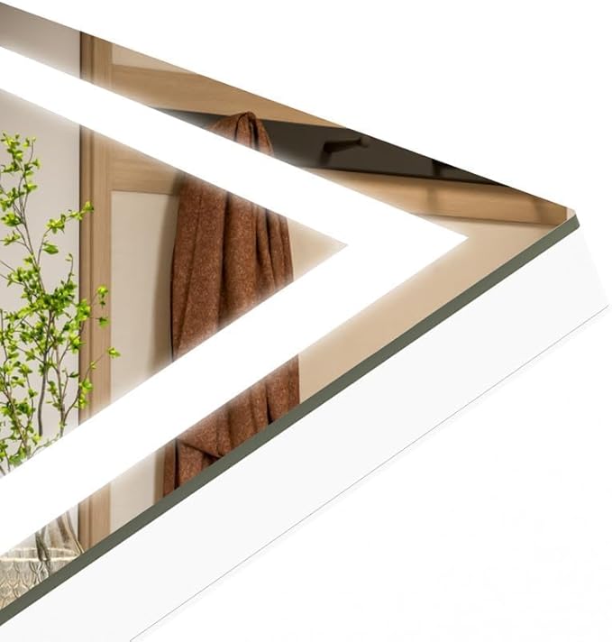 Hasipu Vanity Mirror with Lights, 35 x 45cm LED Tabletop Makeup Mirror for Desk, LSmart Touch 3 Color Modes and Brightness Adjustment, 10X Magnifying Glass,360° Rotation, White
