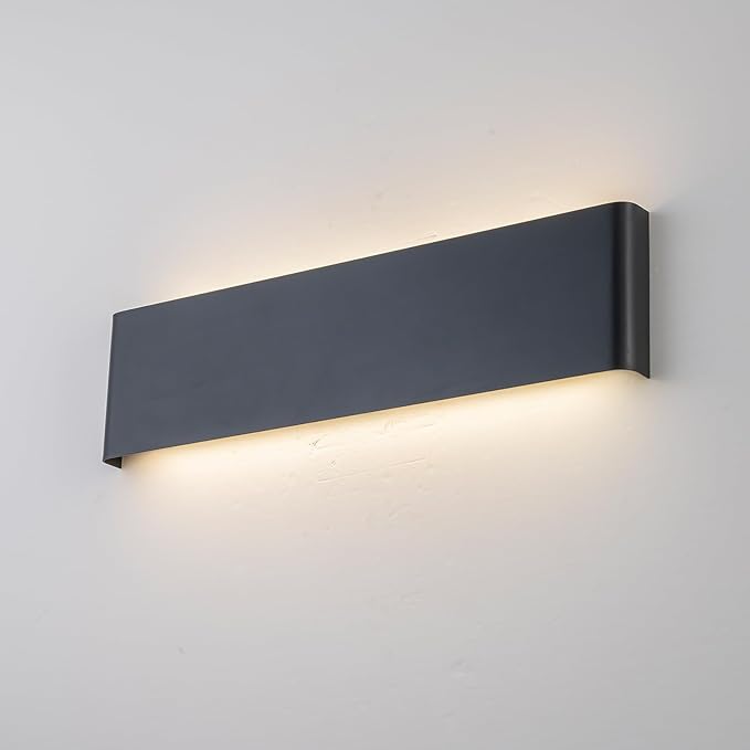 Nigaut 21.6'' Modern LED Wall Sconce Light, 15W 3000k-6500k Adjustable Black Bathroom Vanity Light 2 Pack