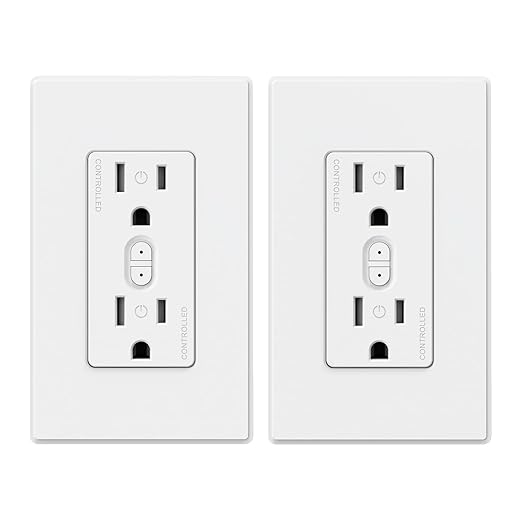 ELEGRP Smart Outlet, Smart in-Wall Outletss Works with Alexa and Google Assistant, 2.4GHz Wi-Fi Smart Receptacle, No Hub Required, UL Listed, White, 2 Pack