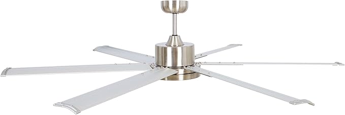 Industrial Ceiling Fans with Lights and Remote, 65 Inch Large Ceiling Fan for Living Room Bedroom, Outdoor Ceiling Fans for Patios, DC Motor Reversible 6 Blades, Ventilador de Techo, Brushed Nickel