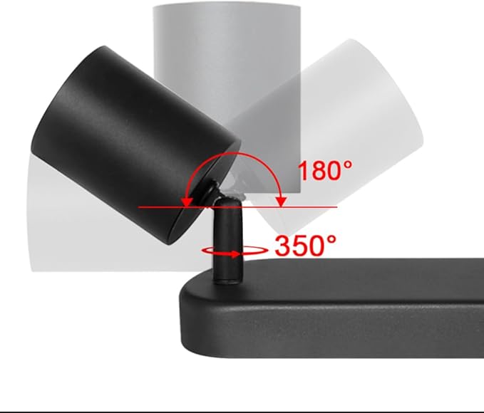 Adjustable Spotlight Ceiling Light Fixture 2 Light Gu10 Track Lighting Indoor Directional Light Ceiling Spot Light for Kitchen, Bedroom, Picture Wall, Hallway, Office, Bar (Black-2 Light)