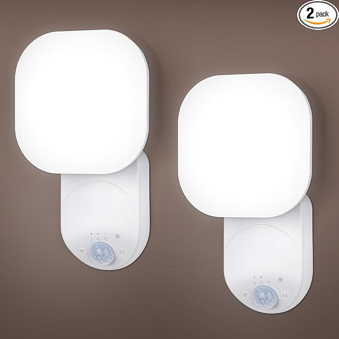Yochoice Rechargeable Motion Sensor Wireless Dimmable LED Wall Lights with Remote, Closet Lights Battery Operated with Adjustable Lighting and Angle, for Closet Pantry Bedroom Garage, 2 Packs