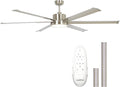 Industrial Ceiling Fans with Lights and Remote, 65 Inch Large Ceiling Fan for Living Room Bedroom, Outdoor Ceiling Fans for Patios, DC Motor Reversible 6 Blades, Ventilador de Techo, Brushed Nickel
