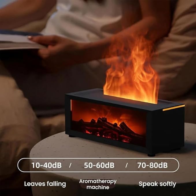 Fireplace Flame Oil Aroma Diffuser 2025 Upgraded|7 Color Changing Lights Aromatherapy Air Diffuser|Essential Oil CoolMist Humidifier with Timer&Remote for Home,Office,Bedroom,Yoga,Room Deco (Black)