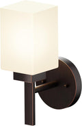 Wall Light Over Mirror Bathroom Vanity Lighting Fixtures with White Frosted Glass, Wall Sconce for Porch Hallway Entrance, Oil Rubbed Bronze T002ORB-L1