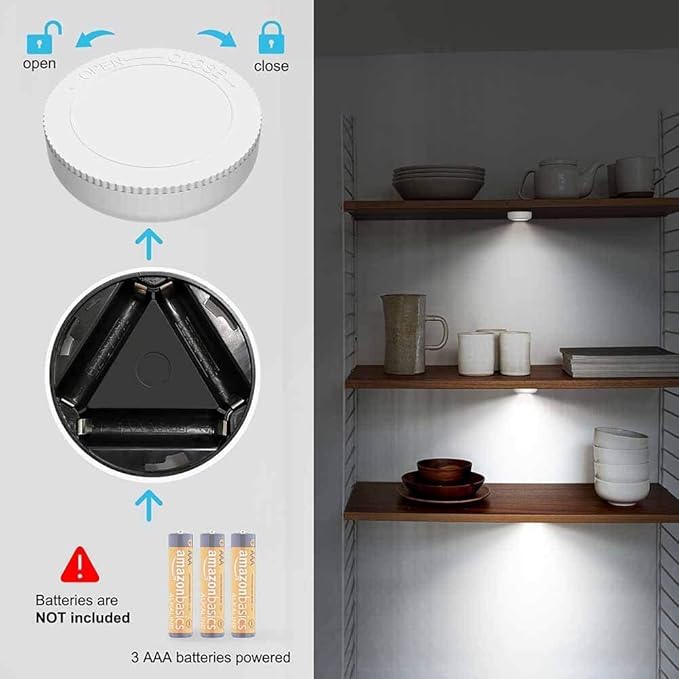 Tap Light Push Lights, 7 Pack Small Under Cabinet Touch Puck Lights Battery Operated Powered Stick On Light for Closet Counter Kitchen RV Indoor Outdoor