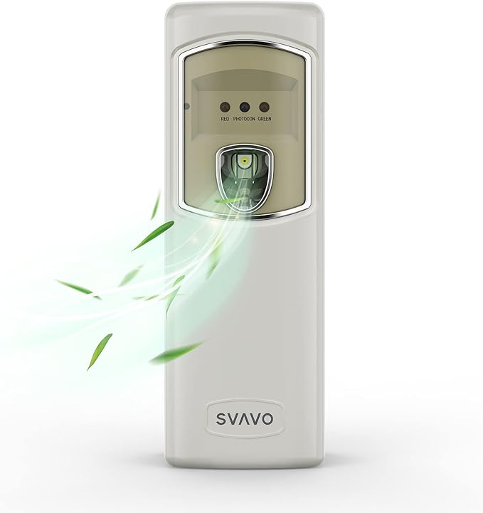 SVAVO Automatic Air Freshener Dispenser - Wall Mounted/Free Standing Auto Aerosol Spray Dispenser Programmable Fragrance Dispenser for Indoor-Bedroom, Hotel, Office, Commercial Place, Grey