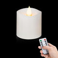 3x3 Flickering Flameless Candles, Real Wax LED Battery Operated Candles, 3 inch Flameless Candles with Remote, for Wedding Holiday Decorations,White