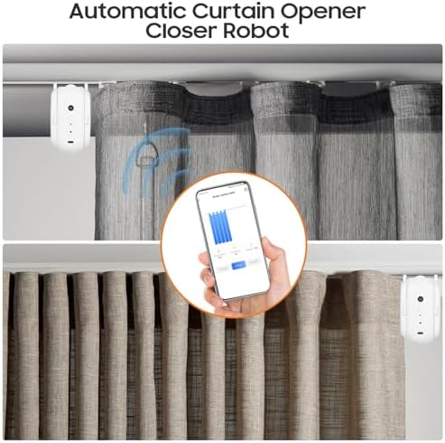 Automatic Curtain Rod Opener, Smart Home Curtain Robot with Remote Voice Control, Easy to Install, Sensor Enabled for Temperature and Light (U-rail Type Pack of 1)