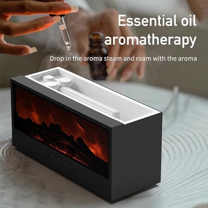 Fireplace Flame Air Diffuser Humidifier,7 Colors Aromatherapy Essential Oil Diffuser,Ultrasonic Aroma Humidifier with Timer 3D Fireplace-Style Humidifier for Home,Bedroom,Office,Yoga, Auto-Off