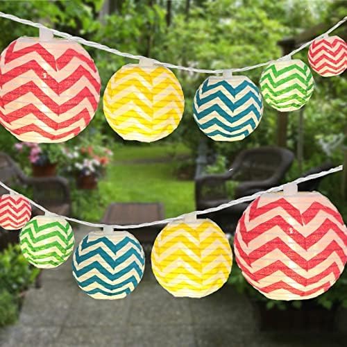 Vigdur Lantern String Lights, 9.84Ft Multicolor Nylon Hanging Lantern String Lights with 10 Lanterns Connectable Waterproof, Indoor Outdoor String Light for Bedroom Party Patio Bistro