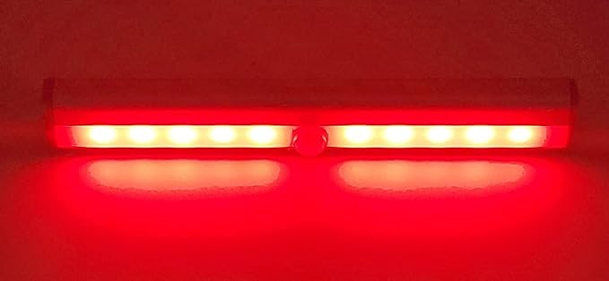 Lock Connection™ - LED Motion Activated Cabinet Light. Stick-on Anywhere/Battery Operated 10 LED Motion Sensor (Red Qty 3 pcs)