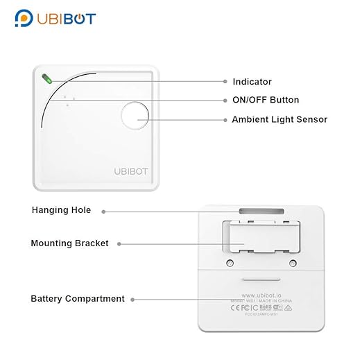 UbiBot WS1 WiFi Temperature & Humidity Sensor with Ambient Light Monitoring – Industrial-Grade Data Logger, 2.4GHz Wireless, 24/7 Alerts, External Probe Support, Free iOS/Android App, IFTTT Compatible