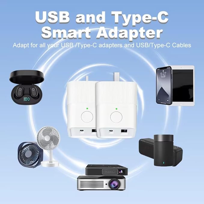 WiFi Smart USB Adapter, Mini Remote Control Switch with Tuya App, DC 5-12V Power Control, Compatible with Alexa and Google Home, White