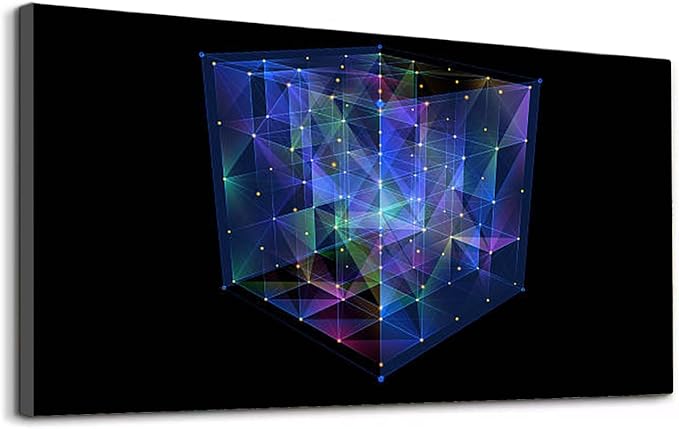 Wibinuki Wall Art Wall Decor Wall Paintings Abstract D cube quantum computing. Multi core box. D algoritm for Living Room Bedroom Bathroom Home Decor Can Be Hung Directly 20"x 40"