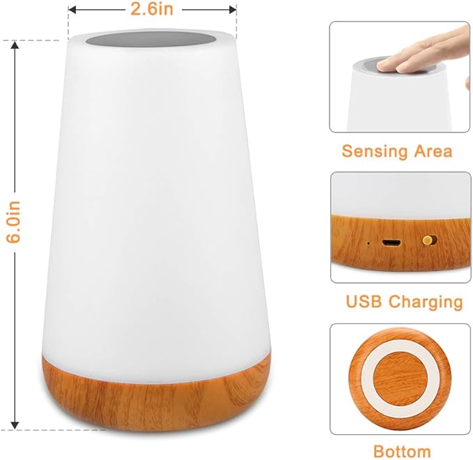 Table Lamp Touch Night Light - Portable Sensor Remote Control Bedside Lamps with Quick Rechargeable USB Dimmable Warm White Light 13 Colors RGB Table Lamp for Bedroom Living Room Office Hallways