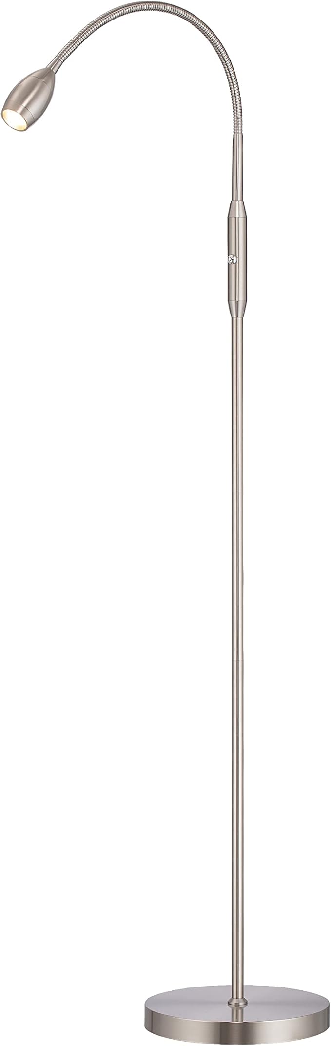 O’Bright Ray – Adjustable LED Beam Floor Lamp, Dimmable and Zoomable Spotlight, Flexible Gooseneck, Reading/Crafting Standing Lamp, Work Table Light, Brushed Nickel