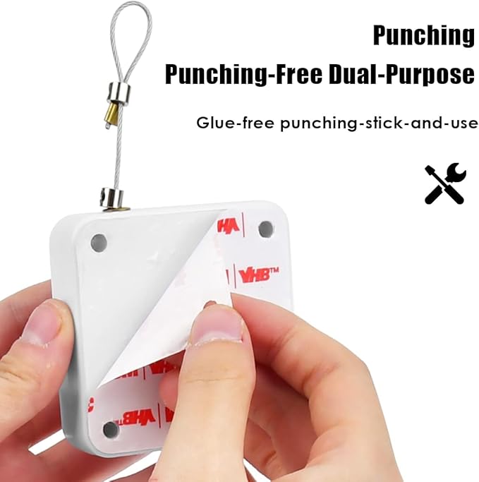 2PCS Automatic Door Closer, White Punch-Free Automatic Sensor, Residential Commercial Auto Door Closer with Drawstring, for Interior Door Home Offices Used