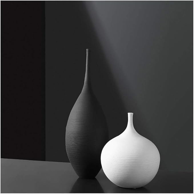 White Black Ceramic Vase Set, Modern Minimalist Ornaments Living Room Home Decor Decoration,Set 5(A+D)