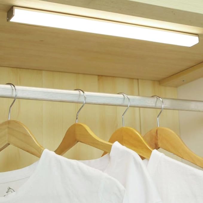 Closet Lights Motion Sensored Wireless Under Cabinet Lights Rechargeable Battery Operated LED Light Strip Bar Indoor Night Counter Lighting for Kitchen,Hallway,Wardrobe,Stairs,Pantry