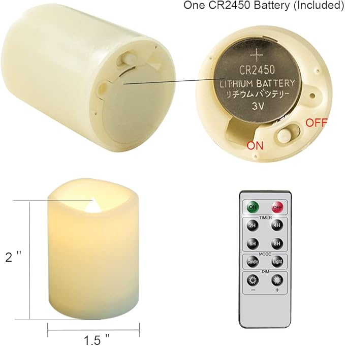 DRomance Flameless Flickering LED Votive Candles with Remote, Battery Operated TeaLights Battery Included,Warm White Light 1.5 x 2 inch Set of 10 for Christmas Decoration