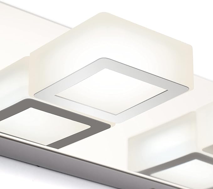 Ralbay Modern LED Bathroom Vanity Lights Chrome Stainless Steel Acrylic Bathroom Wall Lighting Fixtures Modern LED Vanity Lights Over Mirror(Natural White Light)