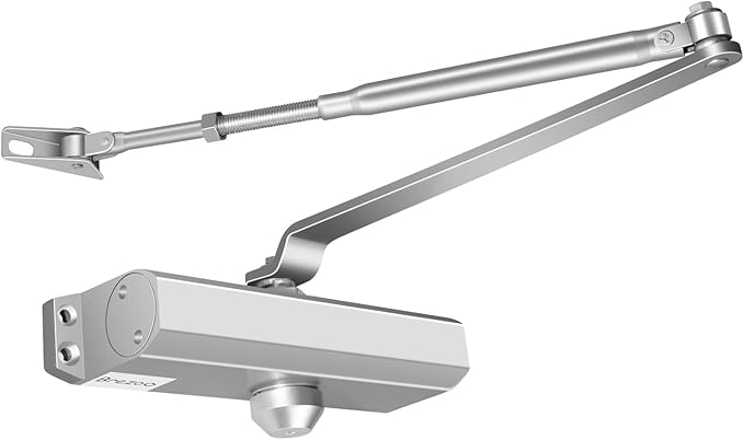 Automatic Door Closer,Heavy Duty Commercial Hydraulic Door Closer, Adjustable Size 1-6 Commercia Heavy Duty for Traffic Areas，Silver Aluminium