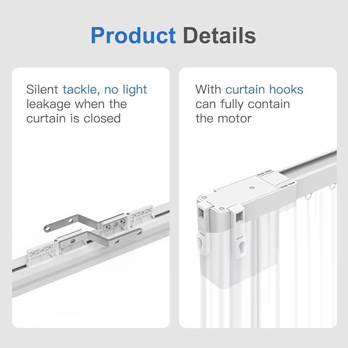 S-Fold Motorized Curtain Track Kit, 5-Wire Hardwired Smart Electric Curtains with Remote, 1.8N Mini Automatic Curtain Opener for Home Office (6.0 meters (236.2 inches))