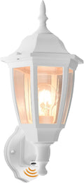 FUDESY Outdoor Wall Light Dusk to Dawn, Porch Sensor Light White Plastic Anti-Corrosion with LED Edison Filament Bulb, Exterior Mount Lantern for House, Garage (1-Pack), FDS2542PS-W