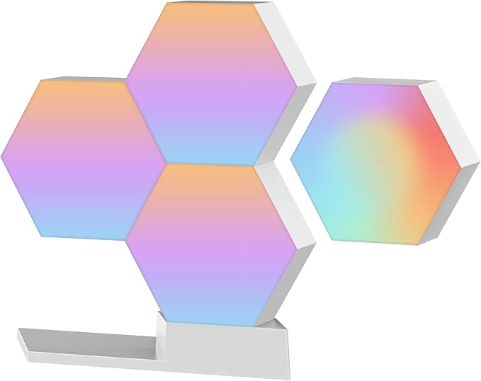Yescom APP Control WiFi Hexagon LED Light Kit Music Sync Splicing Cololight Bar Decor Gifts Table Lamp 16 Million Colors Compatible with Alexa Google Home