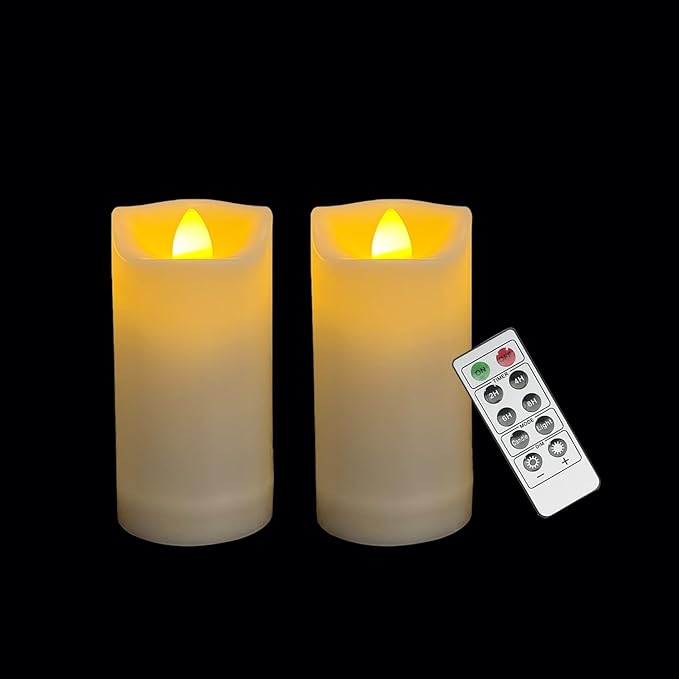 2 Pack LED Flameless Candles Battery Operated Outdoor LED LightFake Flickering Waterproof Candles for Home Decorations Garden Decor Wedding Party Christmas Party