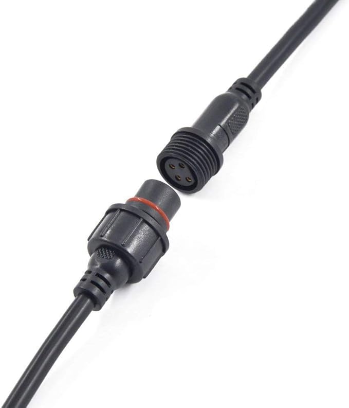 5Pairs 4pin Black Electrical Connector LED Connector for LED Lights 20cm Extension Cable 40cm/Pair 0.5mm² 22mm Nut