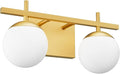 Ralbay 2-Light Gold Vanity Light Mid Century Modern Bathroom Vanity Light Fixture Milky Glass Globe Bathroom Wall Light Fixtures Gold 2 Light