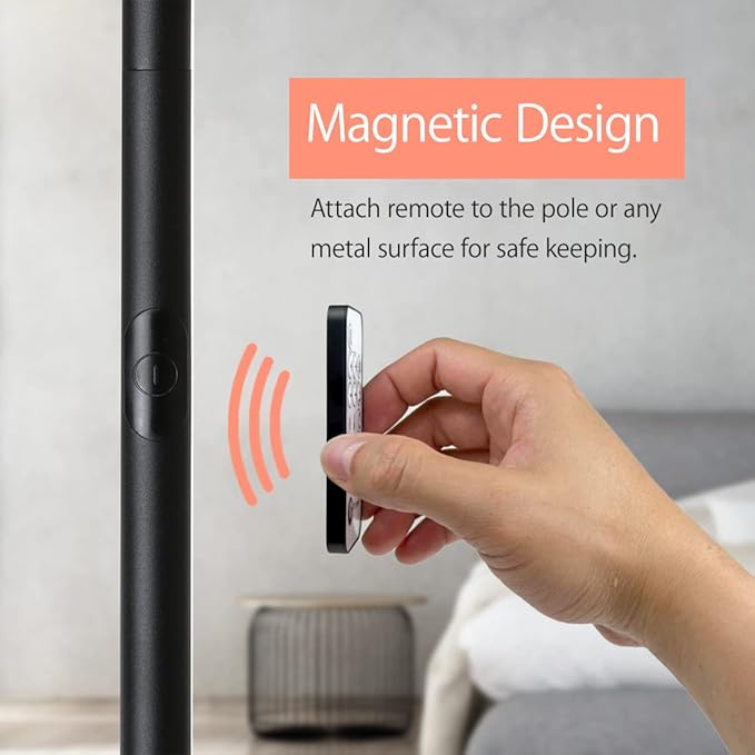 O’Bright LED Cylinder Floor Lamp with Remote Control, Full Range Dimming, Adjustable Color Temperature 3000K-6000K, Minimalist Standing Lamps for Living Room, Bedrooms and Office, Black