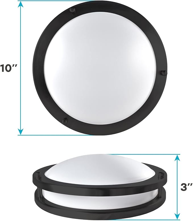 LUXRITE 10 Inch LED Flush Mount Ceiling Light, 5 Color Selectable 2700K | 3000K | 3500K | 4000K | 5000K, Dimmable, Modern Ceiling Light Fixture, 14W, 1050 Lumens, Energy Star, ETL Listed, Matte Black