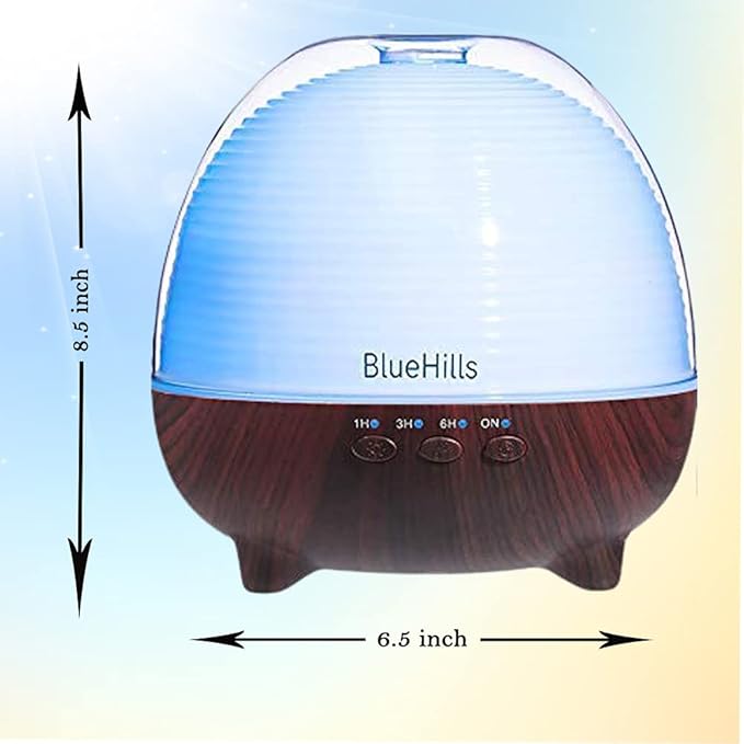 BlueHills Premium Set of Two Large 1000 ML XL Essential Oil Diffusers Humidifier Combo for Large Room Home with Décor LED Lights Great Gift – Value Pack of Dark Wood Grain and Wood Grain.