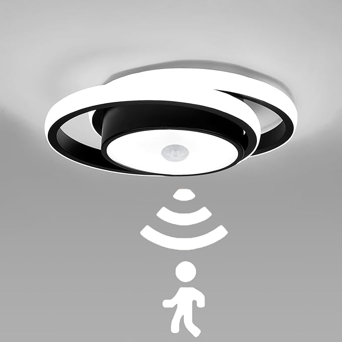 Motion Sensor LED Ceiling Light Indoor, 36W Cool White Mount Motion Activated Light Fixture Modern Flush Mount Ceiling lamp for Closet Laundry Bathroom Hallway Stair Porch Basement. (Round)