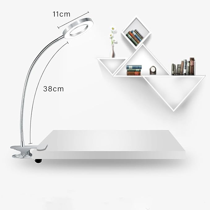 ZJchao LED Desk Lamp On Light with Adjust Brightness for Eye Protection, Prevent Eye Strain, Suitable for Reading, Makeup, (Annular Type)
