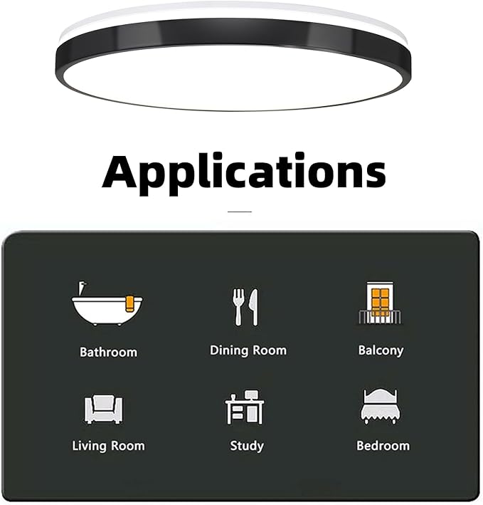 HOREVO 24W LED Ceiling Lamp Black Flush Mount Ceiling Light Fixture with Bluetooth Speaker with Remote Control,RGB Color Changing Light for Bedroom,Living Room,Kid's Rooms,Kitchen.(Need Wired)