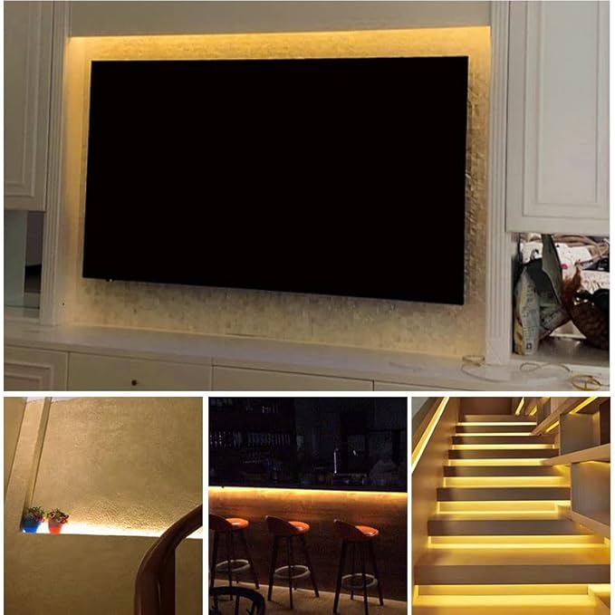 LED Under Cabinet LED Strip Motion Sensor, Battery Powered Bed Stairs Wardrobe Lamp Tape, Waterproof 5V LED Closet Smart Night Strip Light (1M, Cold White)