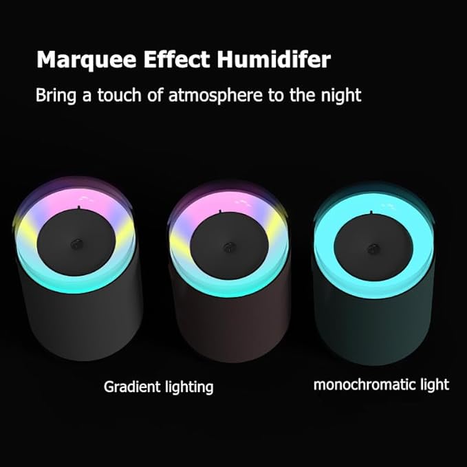 Portable Desk Car Mini Humidifier with Colorful Light, 2 Light Modes, Quiet Personal Ultrasonic Humidifier for Desktop, Bedroom, Car, Travel, Plant (Pink)