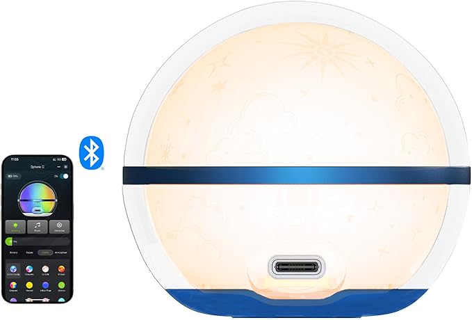 OLIGHT Sphere C Smart Night Light, USB-C Rechargeable, Ambient Table Lamp with APP Control, 75 Lumens RGB Dimmable Bedside lamp, Portable for Parties, Camping, Decoration (Type-C Cable Excluded)