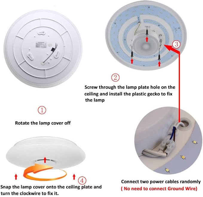 HOREVO Ceiling Lights with Bluetooth Speaker, 15 inch Smart Ceiling Lamp Compatible with Alexa and Google Home,Room Light for Bedroom, Living Room