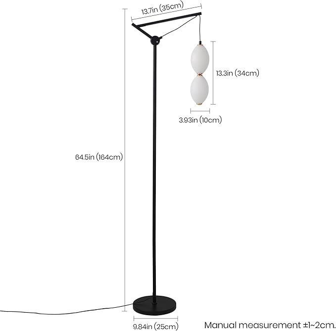 Modern Floor Lamp for Living Room, Standing Corner Lamp with Double Gourd Shade, Dimmable Color Changing Living Room Lamp with Built-in Light Source