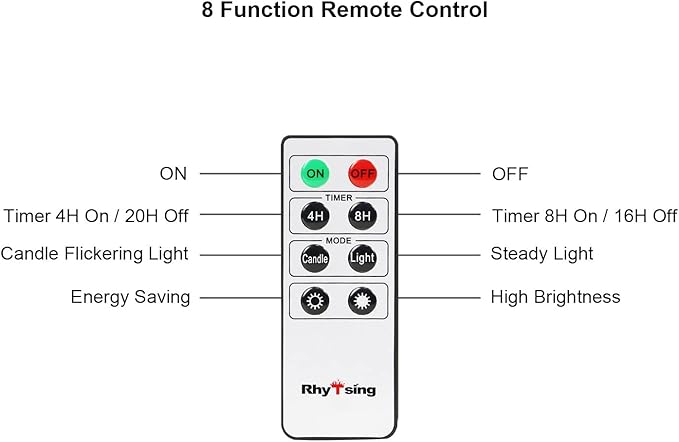 Rhytsing Red 10" Flameless Taper Candles with Timer, Battery Operated Candles, Push-Activated, Wax Drip, Warm White Light, Remote & 10 Batteries Included - Set of 5